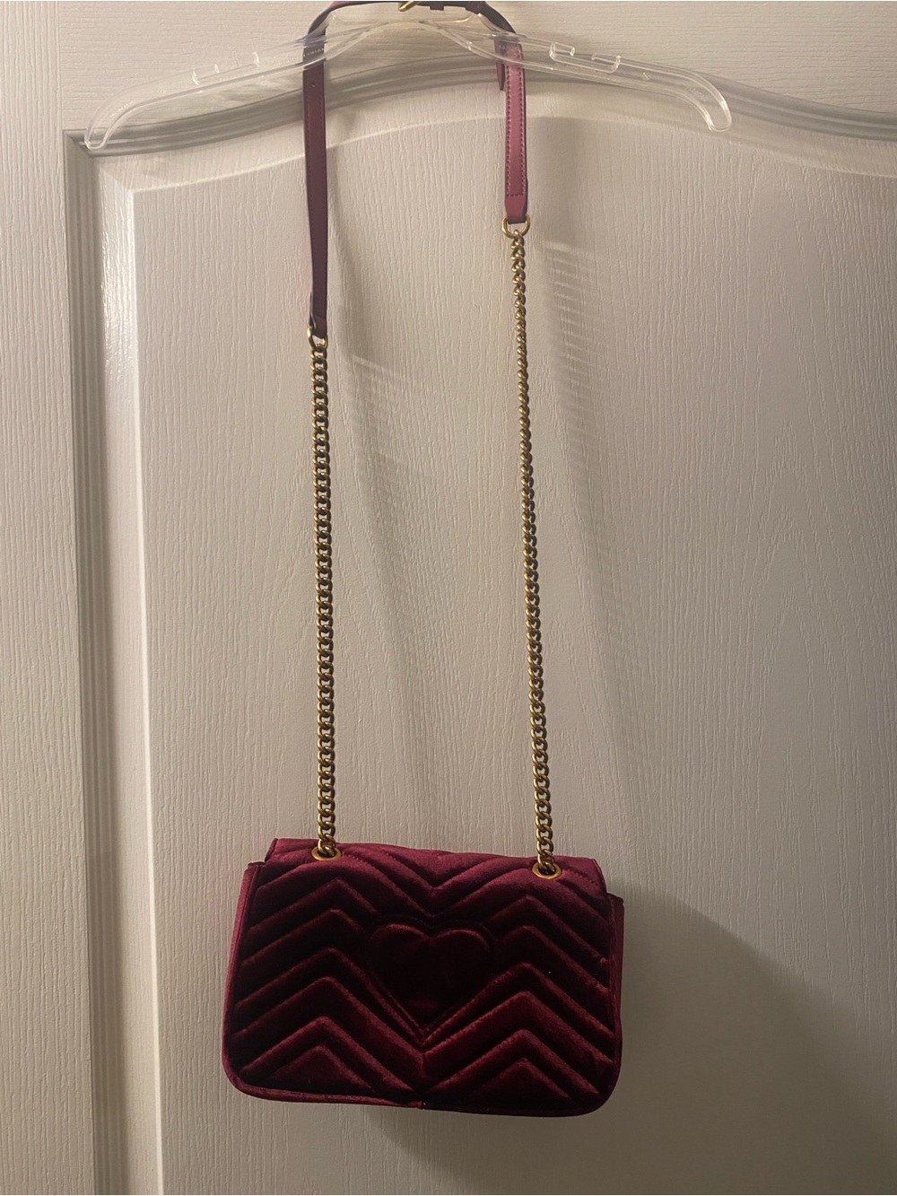 Pinko Quilted Velvet Crossbody Bag in Berry - Picture 2 of 2